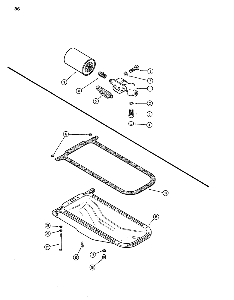 Схема запчастей Case IH 770 - (036) - OIL FILTER, OIL PAN, 267B DIESEL ENGINE (02) - ENGINE