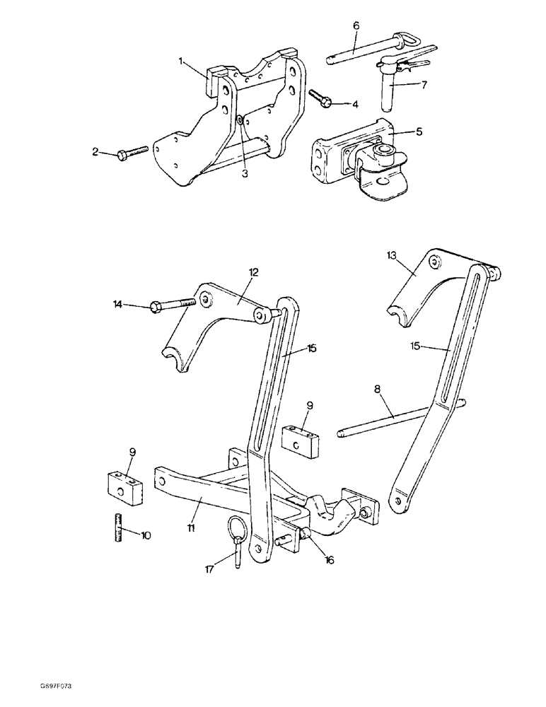 Схема запчастей Case IH 885 - (9-06) - HIGH-HITCH DRAWBAR AND PICK-UP HITCH, 885G TRACTORS (09) - CHASSIS/ATTACHMENTS