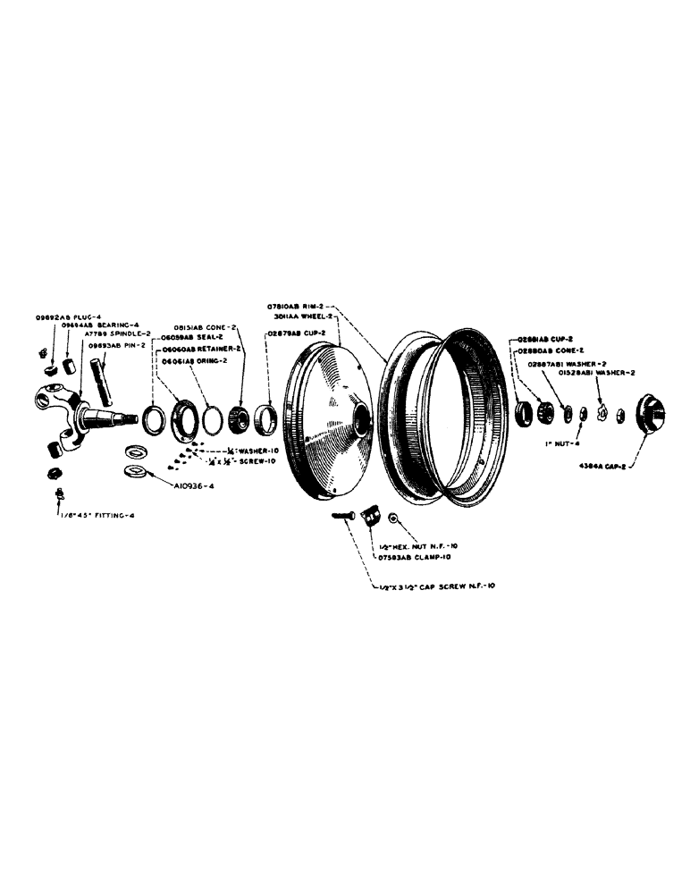 Схема запчастей Case IH 600-SERIES - (098) - FRONT WHEEL SPINDLE (06) - POWER TRAIN