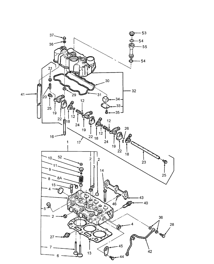 Схема запчастей Case IH DX21 - (01.05) - CYLINDER HEAD, ROCKER ARM, HEAD COVER & INTAKE MANIFOLD (01) - ENGINE