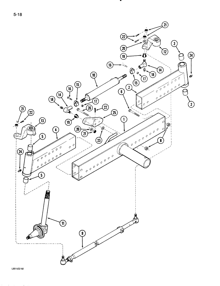 Схема запчастей Case IH 1620 - (5-18) - STEERING AXLE, ADJUSTABLE (04) - STEERING