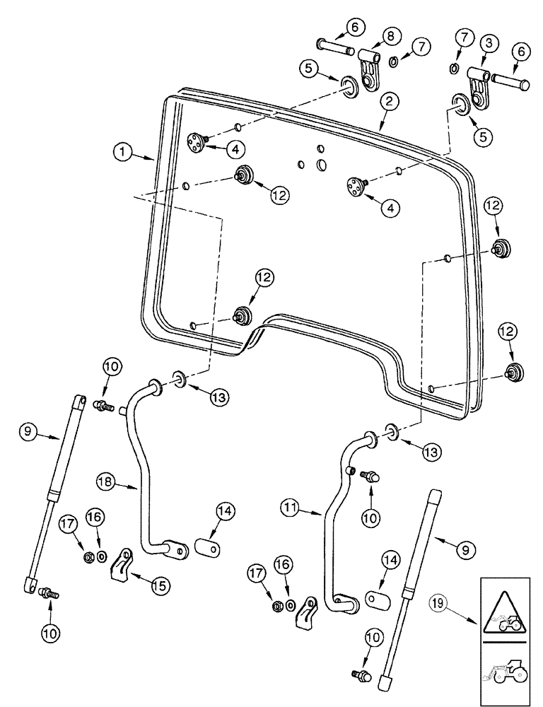 Схема запчастей Case IH CX50 - (09-31) - OPENING WINDSHIELD (09) - CHASSIS/ATTACHMENTS