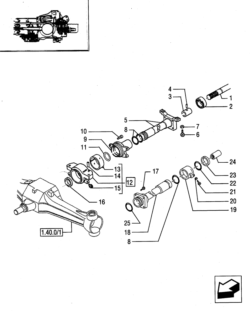 Схема запчастей Case IH JX65 - (1.38.5/02) - (VAR.449) FRONT AXLE - SLEEVE AND SUPPORT (04) - FRONT AXLE & STEERING