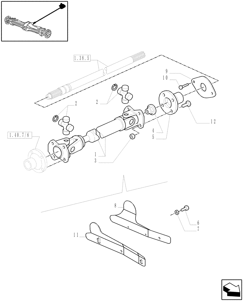 Схема запчастей Case IH MXM130 - (1.38.5/07) - (VAR.463/1) 4WD FRONT AXLE WITH SUSPENSIONS, BRAKE, TERRALOCK, FPS - DRIVE SHAFT (04) - FRONT AXLE & STEERING