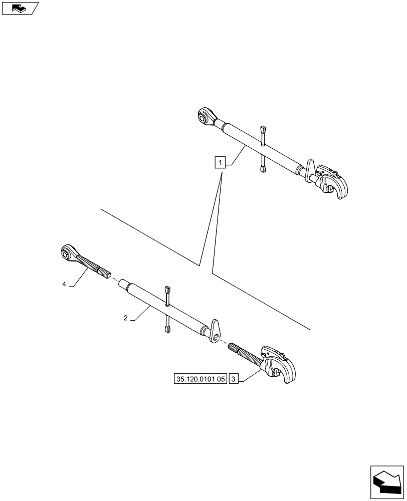 Схема запчастей Case IH FARMALL 65C - (35.120.0101[04]) - THIRD-LINK SPRAG WITH QUICK HOOK - BREAKDOWN (VAR.332953) (35) - HYDRAULIC SYSTEMS