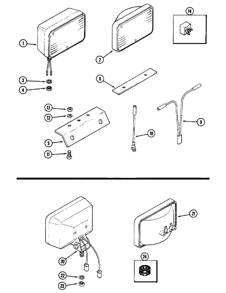 Схема запчастей Case IH 3294 - (4-104) - FLOOD LAMP ATTACHMENT, LOWER FRONT (04) - ELECTRICAL SYSTEMS