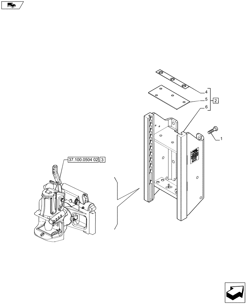 Схема запчастей Case IH PUMA 170 - (37.100.0504[01]) - SLIDER TOW HOOK WITH AUTO HEAVY DUTY SWIVEL COUPLING (38 MM) (VAR.720089) (37) - HITCHES, DRAWBARS & IMPLEMENT COUPLINGS