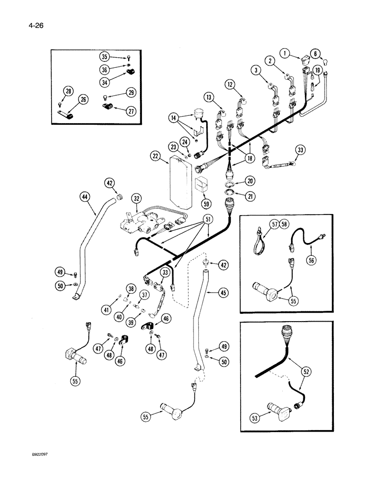 Схема запчастей Case IH 7150 - (4-026) - HITCH CONTROL HARNESSES, PRIOR TO TRANSMISSION S/N AJB0053291 (04) - ELECTRICAL SYSTEMS