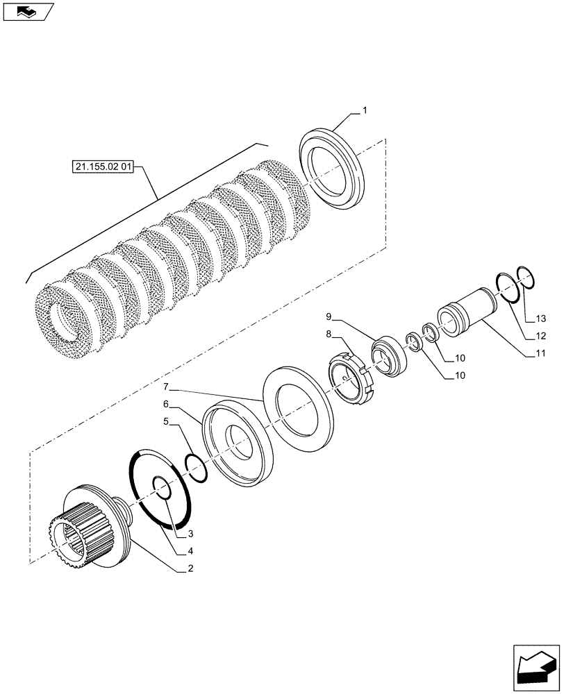 Схема запчастей Case IH PUMA 215 - (21.155.02[02]) - ENGAGEMENT CLUTCH CONTROL - SPLINED HUB (21) - TRANSMISSION