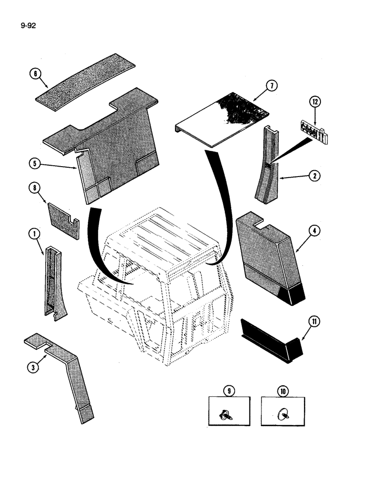 Схема запчастей Case IH 3394 - (9-092) - CAB, ACOUSTICAL COVERS (09) - CHASSIS/ATTACHMENTS