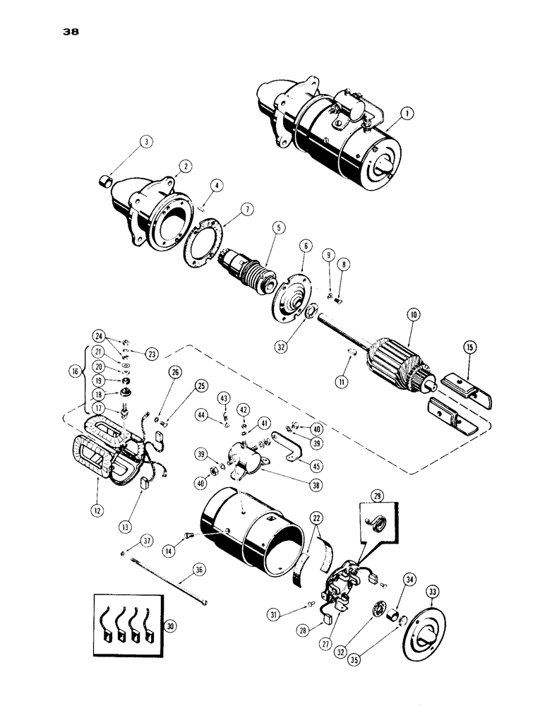 Схема запчастей Case IH 430 - (038) - STARTING MOTOR PARTS, 430 SERIES, 148 B SPARK IGNITION ENGINE (04) - ELECTRICAL SYSTEMS