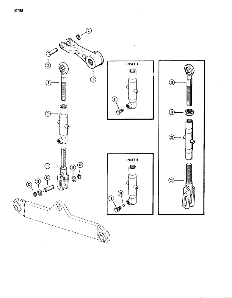 Схема запчастей Case IH 1070 - (218) - THREE POINT HITCH, LIFT LINKS, HEAVY DUTY (09) - CHASSIS/ATTACHMENTS