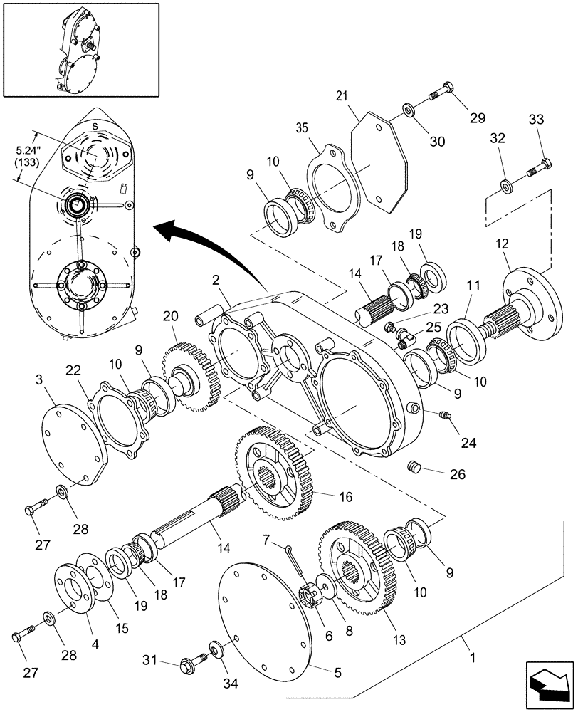 Схема запчастей Case IH HSX142 - (20.03.01[1]) - GEARBOX, COMPONENTS (58) - ATTACHMENTS/HEADERS