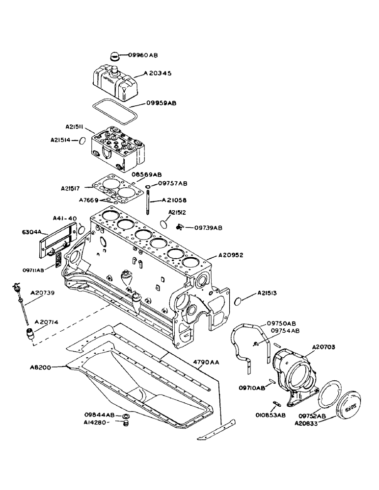 Схема запчастей Case IH 930 - (2-024[1]) - LP-GAS ENGINE, CYLINDER BLOCK SEE PAGE 10 OF SUPPLEMENT (02) - ENGINE