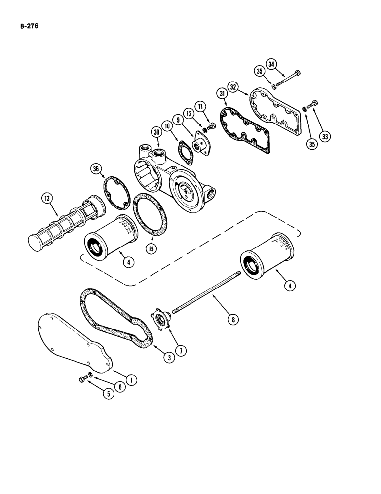 Схема запчастей Case IH 2094 - (8-276) - HYDRAULICS, OIL FILTER AND SCREEN (08) - HYDRAULICS