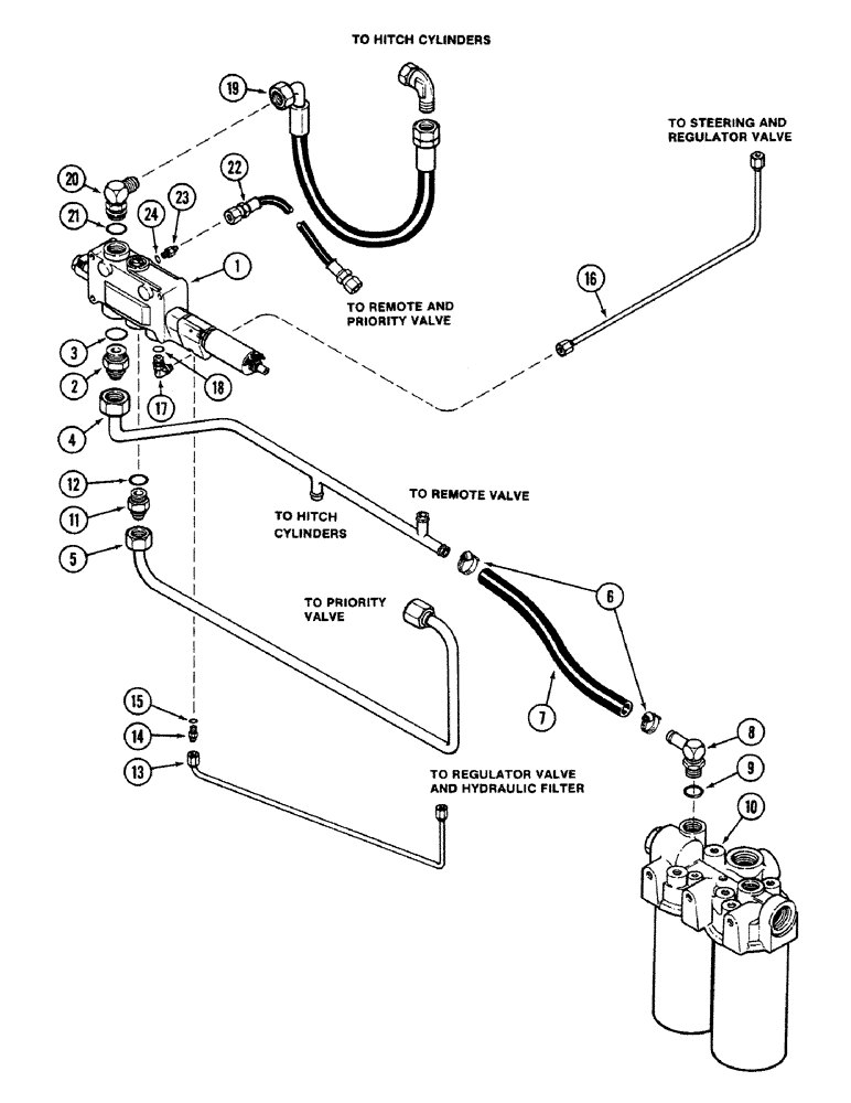 Схема запчастей Case IH 4694 - (8-364) - HITCH CONTROL VALVE CIRCUITRY, P.I.N. 8865320 AND AFTER (08) - HYDRAULICS