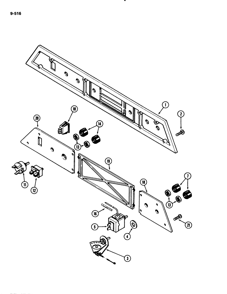 Схема запчастей Case IH 2294 - (9-516) - HEADLINER CONTROL PANEL (09) - CHASSIS/ATTACHMENTS