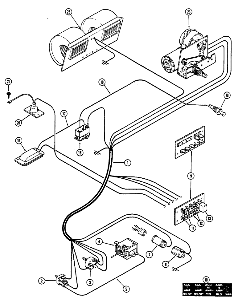 Схема запчастей Case IH 2390 - (4-096) - CAB, HEADLINER WIRING HARNESS, PRIOR TO CAB SERIAL NO.12013067 (04) - ELECTRICAL SYSTEMS