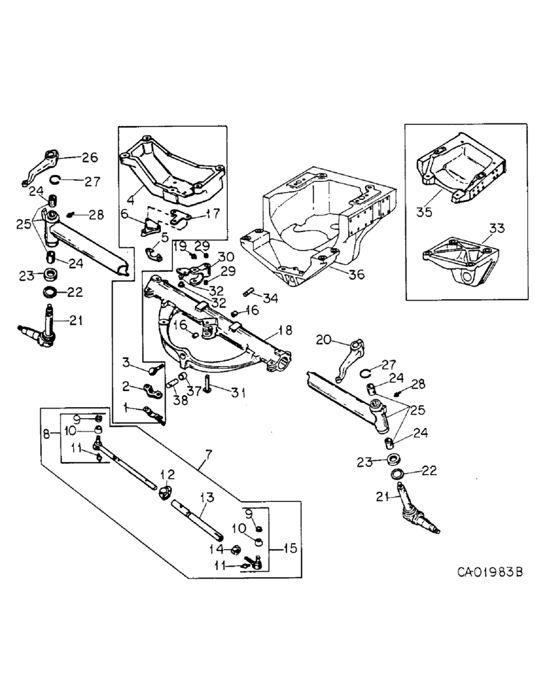 Схема запчастей Case IH HYDRO 186 - (14-01) - SUSPENSION, ADJUSTABLE WIDE TREAD FRONT AXLE, STANDARD AXLE Suspension