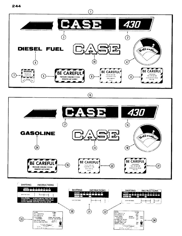 Схема запчастей Case IH 430 - (244) - 430 SERIES DECALS, DIESEL, SPARK IGNITION AND MISCELLANEOUS (09) - CHASSIS