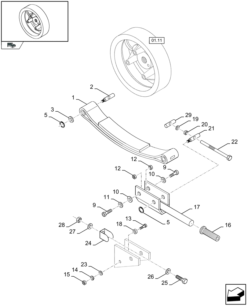 Схема запчастей Case IH LBX322S - (01.13[01]) - FLYWHEEL BRAKE - D444 (01) - POWER TAKE OFF