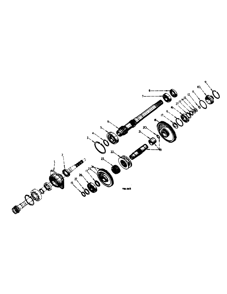 Схема запчастей Case IH 444 - (6-34) - TWO SPEED CONSTANT RUNNING P.T.O. ATTACHMENT, TWO SPEED P.T.O. GEARS AND SHAFTS, 573 AND 783 R.P.M. (06) - POWER TRAIN