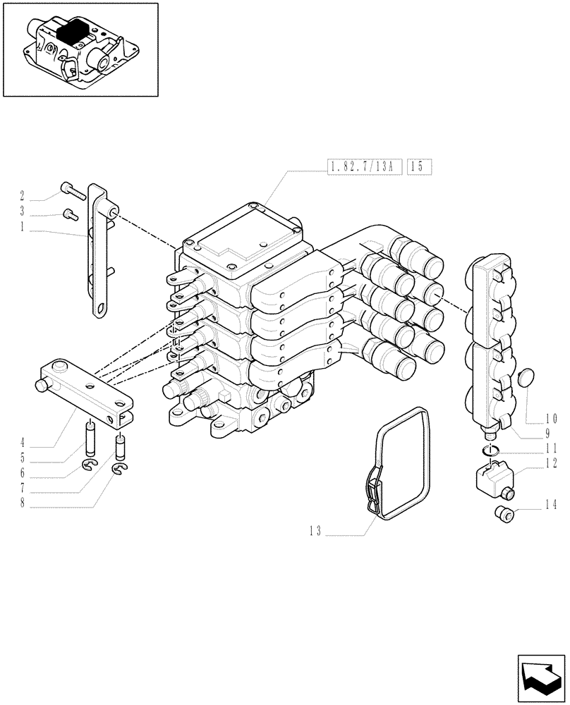 Схема запчастей Case IH MAXXUM 110 - (1.82.7/13[01]) - 4 REMOTES (2NC+2CONFIG) FOR CCLS PUMP FOR MDC AND RELEVANT PARTS - C6788 (VAR.335845) (07) - HYDRAULIC SYSTEM