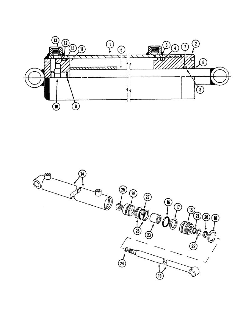 Схема запчастей Case IH 4500 - (8-046) - HYDRAULIC CYLINDER, WITH FRONT AND REAR PORTS, 3 ID X 34 INCH STROKE, ALCO, PRINCE (08) - HYDRAULICS