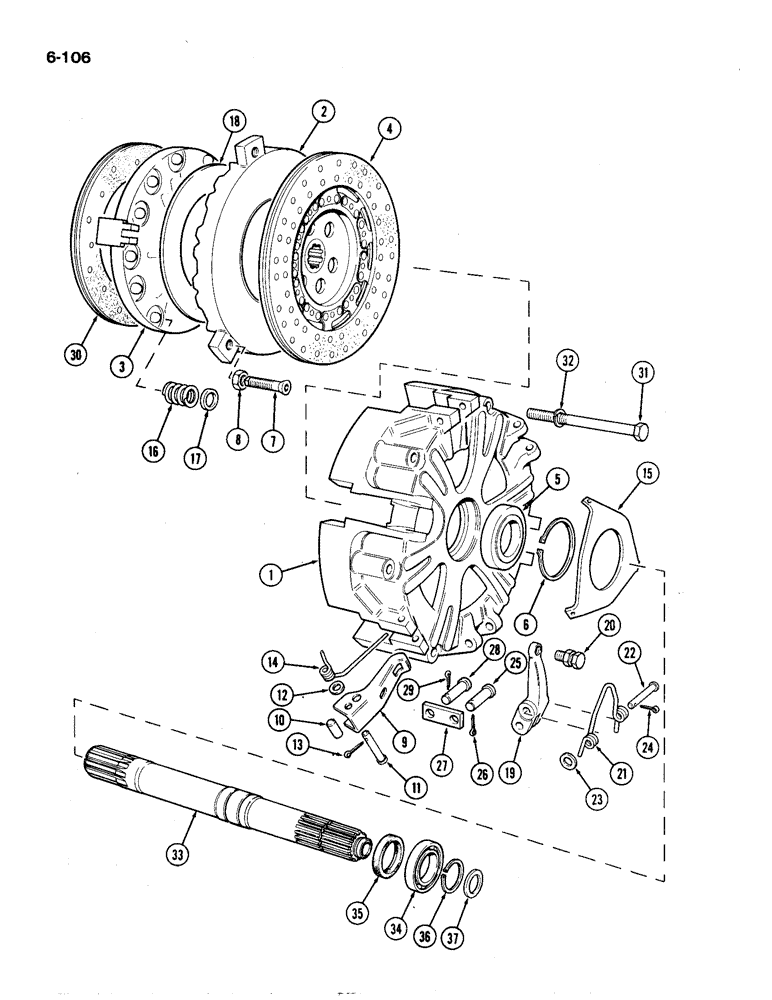 Схема запчастей Case IH 1194 - (6-106) - INDEPENDENT CLUTCH (LAYCOCK) (06) - POWER TRAIN