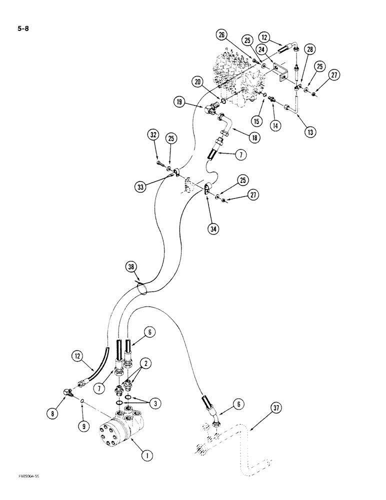 Схема запчастей Case IH STEIGER - (5-008) - STEERING SYSTEM HYDRAULICS, VALVE TO STEERING CONTROL VALVE (05) - STEERING