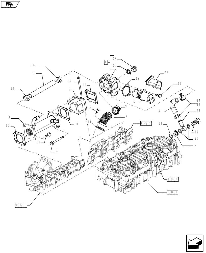 Схема запчастей Case IH F5AE5484C A001 - (0.32.6[02]) - HEAT EXCHANGER - ENGINE - EGR GROUP (10) - ENGINE