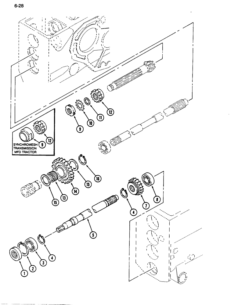 Схема запчастей Case IH 255 - (6-28) - FRONT DRIVE PTO, MFD TRACTOR (06) - POWER TRAIN