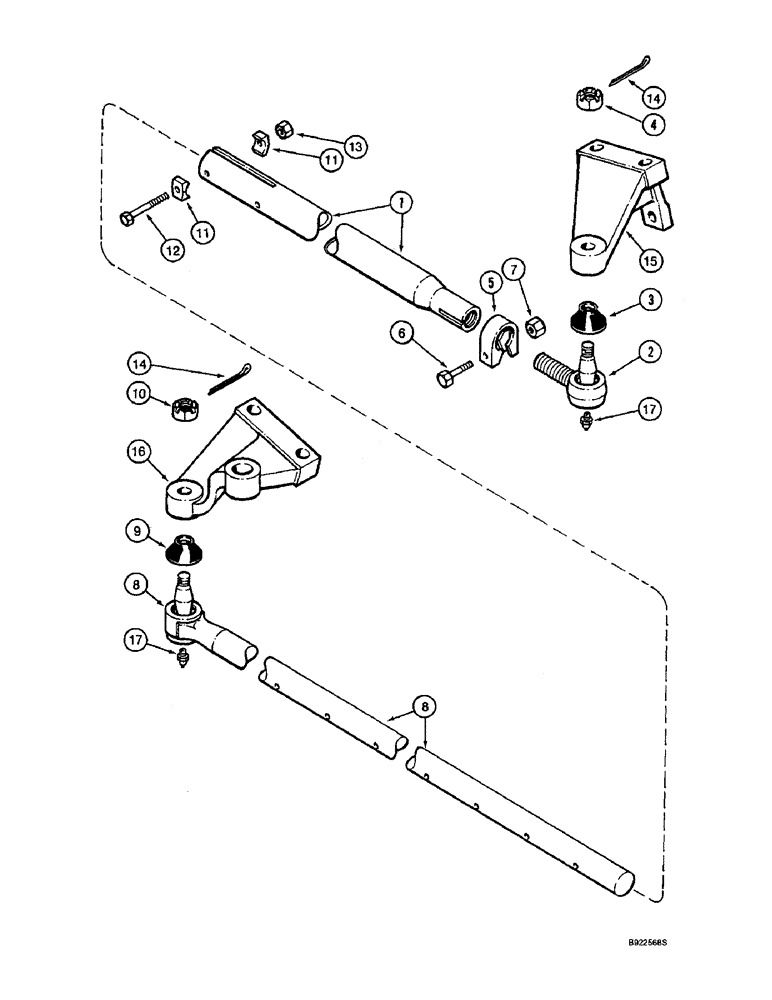 Схема запчастей Case IH 2188 - (5-14) - STEERING TIE ROD, 92 TO 120 INCH ADJUSTABLE AXLE (04) - STEERING