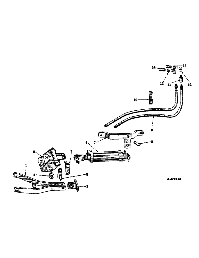 Схема запчастей Case IH 350 - (332) - ATTACHMENTS, DEPTH ADJUSTING ROCKSHAFT, 2-1/2 X 8 INCH HYDRAULIC CYLINDER & CONNECTIONS, FARMALL 300 Attachments