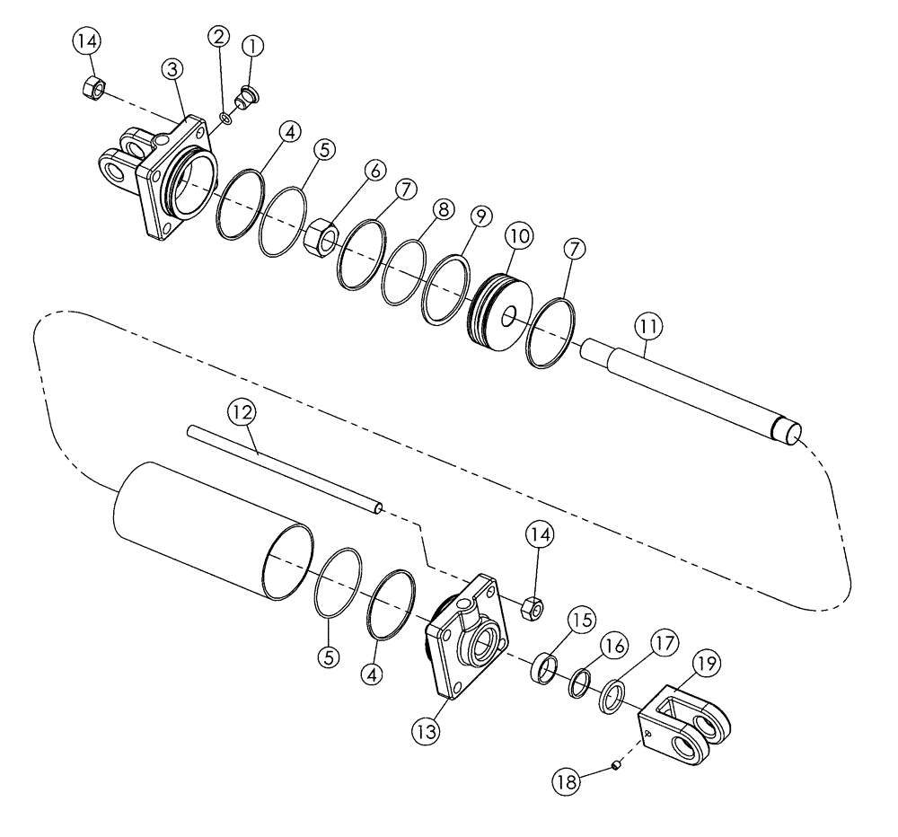 Схема запчастей Case IH 330 TRUE-TANDEM - (35.100.05) - 3-1/2 X 42 IN - 22 - 25 FOOT WING FOLD CYLINDER (35) - HYDRAULIC SYSTEMS