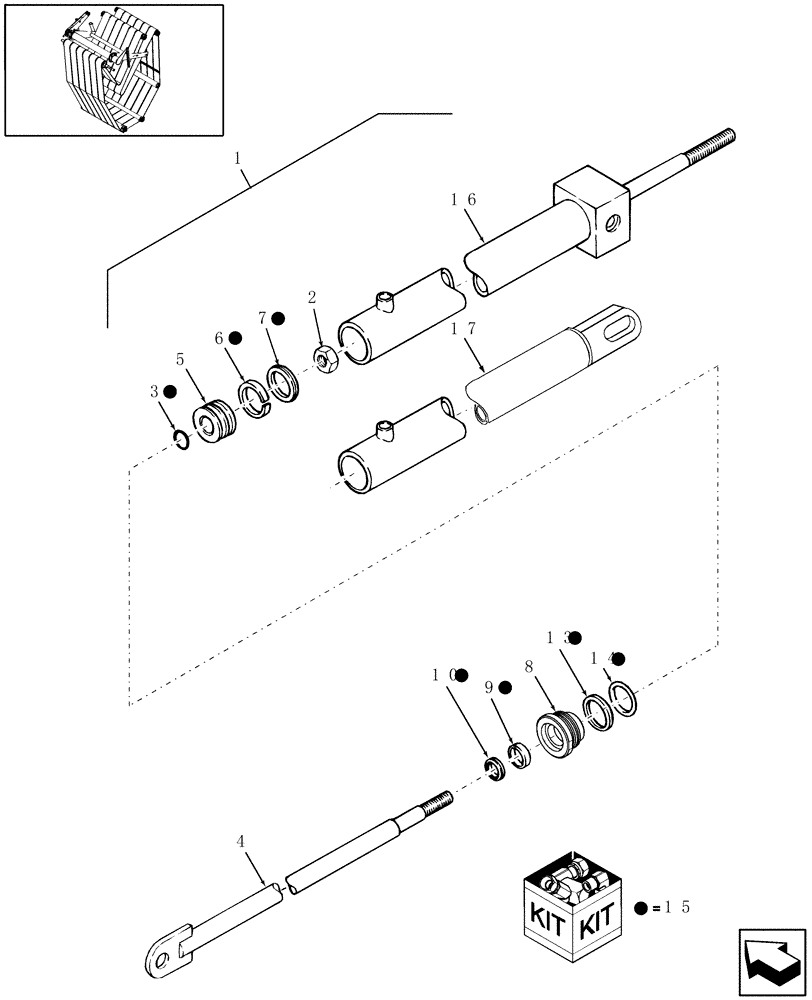 Схема запчастей Case IH RBX463 - (07.43) - HYDRAULICS, BALE TENSION CYLINDERS (07) - HYDRAULIC SYSTEM