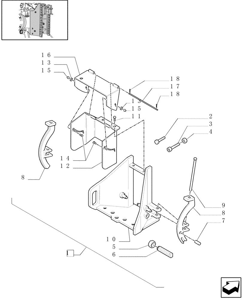 Схема запчастей Case IH JX1070N - (1.89.0/03[01]) - (VAR.896) SUPPORT AND DRAWBAR CATEGORY "A" TOW HOOK 33MM WITH END PIECES (09) - IMPLEMENT LIFT