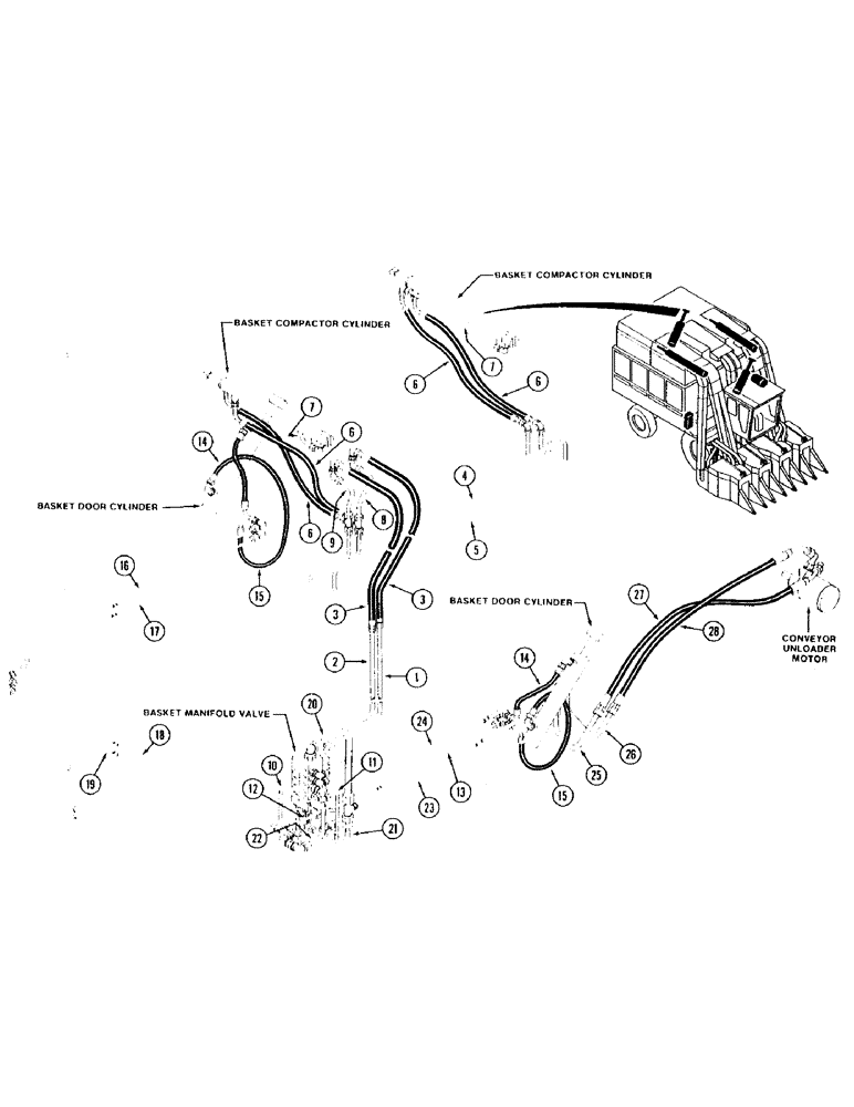 Схема запчастей Case IH 1822 - (1-18) - PICTORIAL INDEX BASKET COMPONENT HYDRAULIC SYSTEM (00) - PICTORIAL INDEX