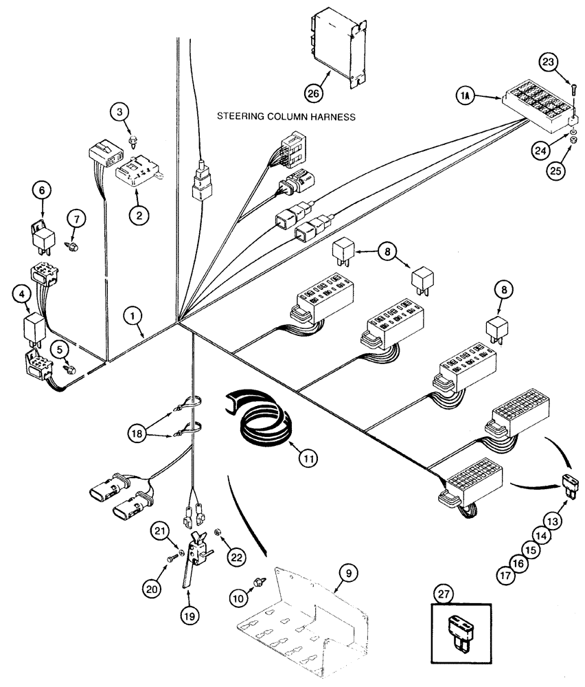 Схема запчастей Case IH 2155 - (4-12) - CAB HARNESS, TO PEDESTAL, RELAY AND FUSE BLOCK (06) - ELECTRICAL SYSTEMS