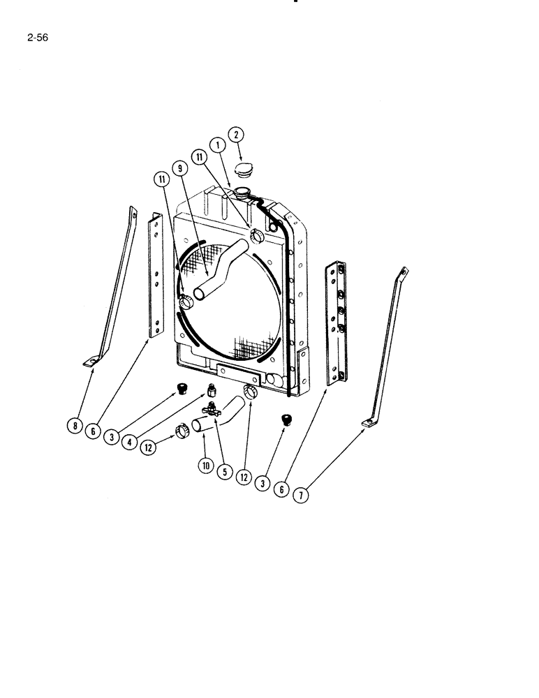 Схема запчастей Case IH 4000 - (2-56) - RADIATOR AND CONNECTIONS, D-239 DIESEL ENGINE (02) - ENGINE