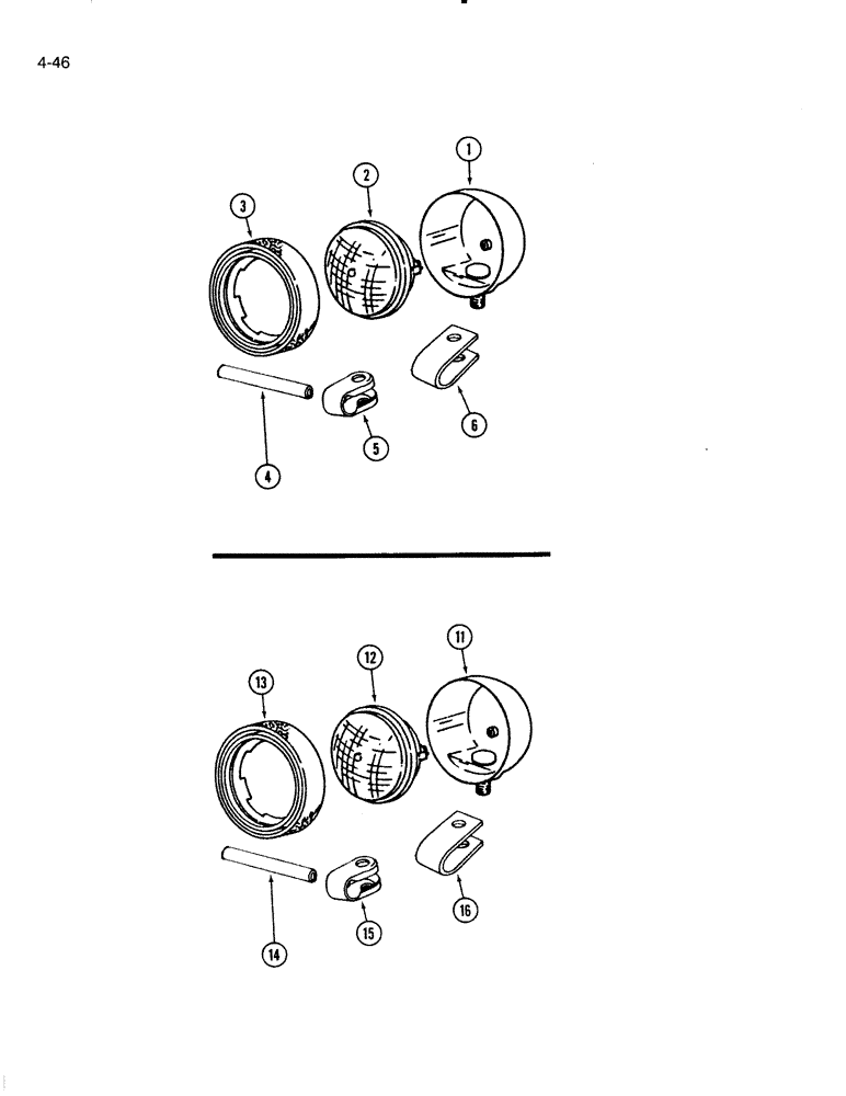 Схема запчастей Case IH 5000 - (4-46) - HEADLIGHT ASSEMBLY, HOBBS (04) - ELECTRICAL SYSTEMS