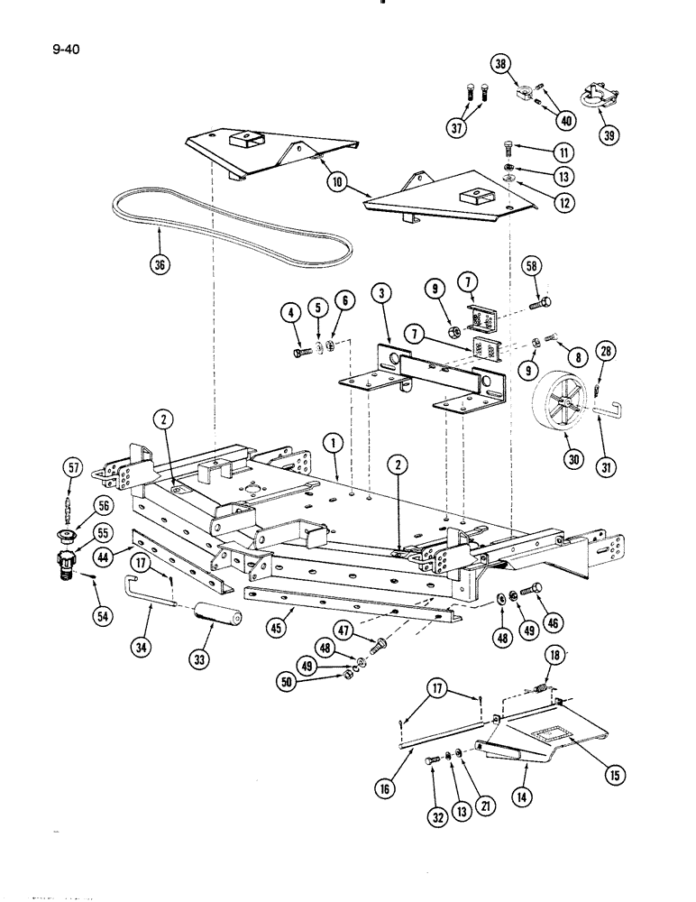 Схема запчастей Case IH 60MB - (9-040) - MOWER DECK AND REAR WHEELS, 60MB MOWER (03) - CHASSIS/MOUNTED EQUIPMENT