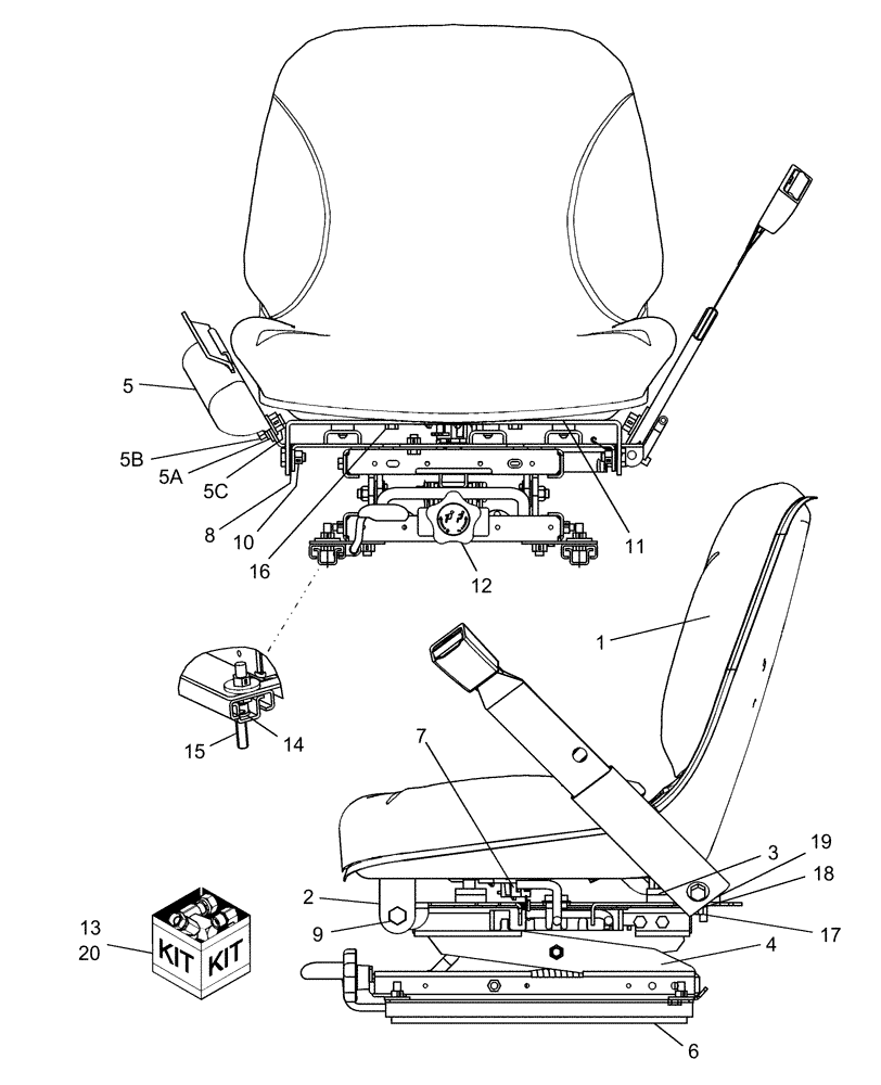 Схема запчастей Case IH DX55 - (10.09) - DELUXE SWIVEL SEAT & ARM REST KIT - 718852026 (10) - OPERATORS PLATFORM/CAB