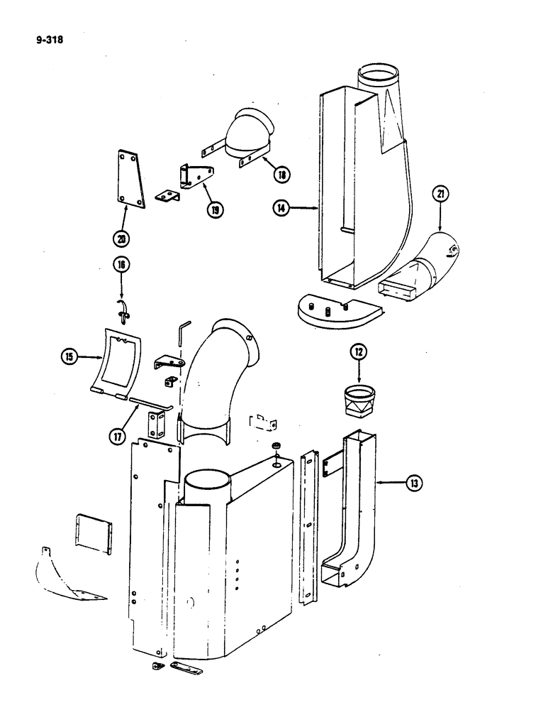 Схема запчастей Case IH 782 - (9-318) - DRUM DOORS AND REAR OUTLETS (09) - CHASSIS ATTACHMENTS