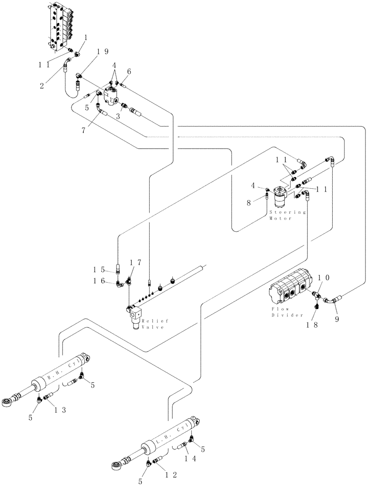 Схема запчастей Case IH 7700 - (B11.03[01]) - Hydraulic Circuit {Steering} (35) - HYDRAULIC SYSTEMS