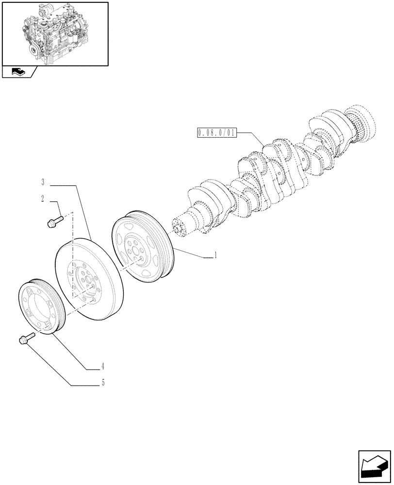 Схема запчастей Case IH MAXXUM 140 - (0.08.4/01) - PULLEY - CRANKSHAFT (STD + VAR.330003-332115) (01) - ENGINE