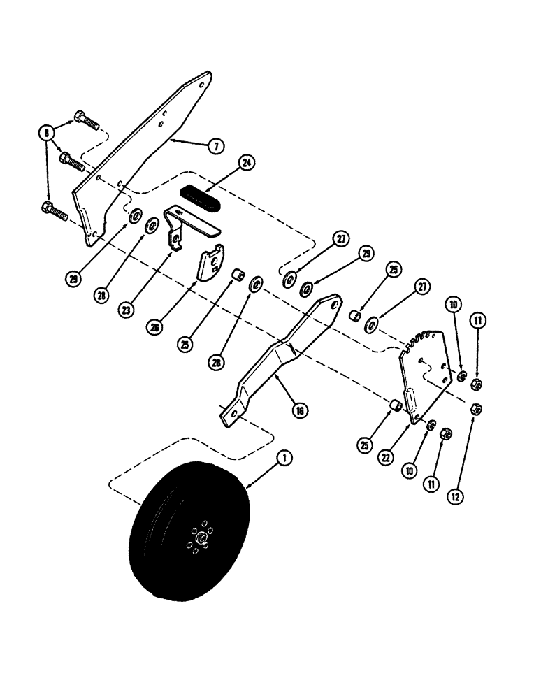 Схема запчастей Case IH 5300 - (9-088) - DEPTH PRESS WHEEL, L HANDLE (09) - CHASSIS