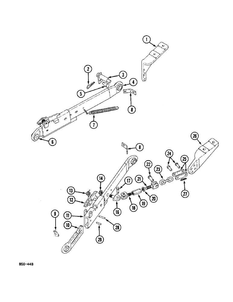 Схема запчастей Case IH 248 - (9-780) - LOWER LINKS - 3 POINT HITCH, 33 INCH TELESCOPIC, VERSION WITH OUTSIDE CHECK CHAINS, 248, 485, 585 (09) - CHASSIS