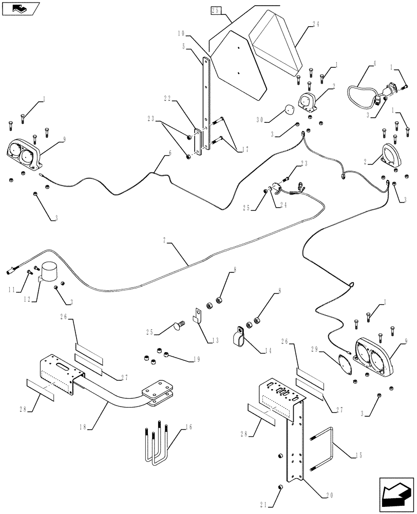 Схема запчастей Case IH 950 - (55.404.01) - ELECTRICAL LIGHTING / BRACKETS (55) - ELECTRICAL SYSTEMS