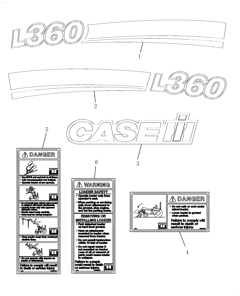 Схема запчастей Case IH L360 - (010) - DECALS 